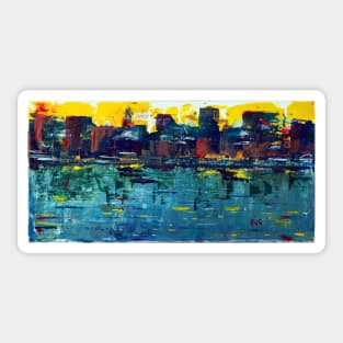 City Port Sunset - Acrylic on Canvas Sticker